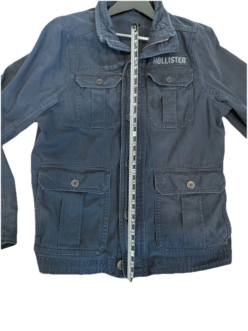 Hollister Men Canvas Preppy Grunge Navy Blue Utility Zip Jacket Workwear M